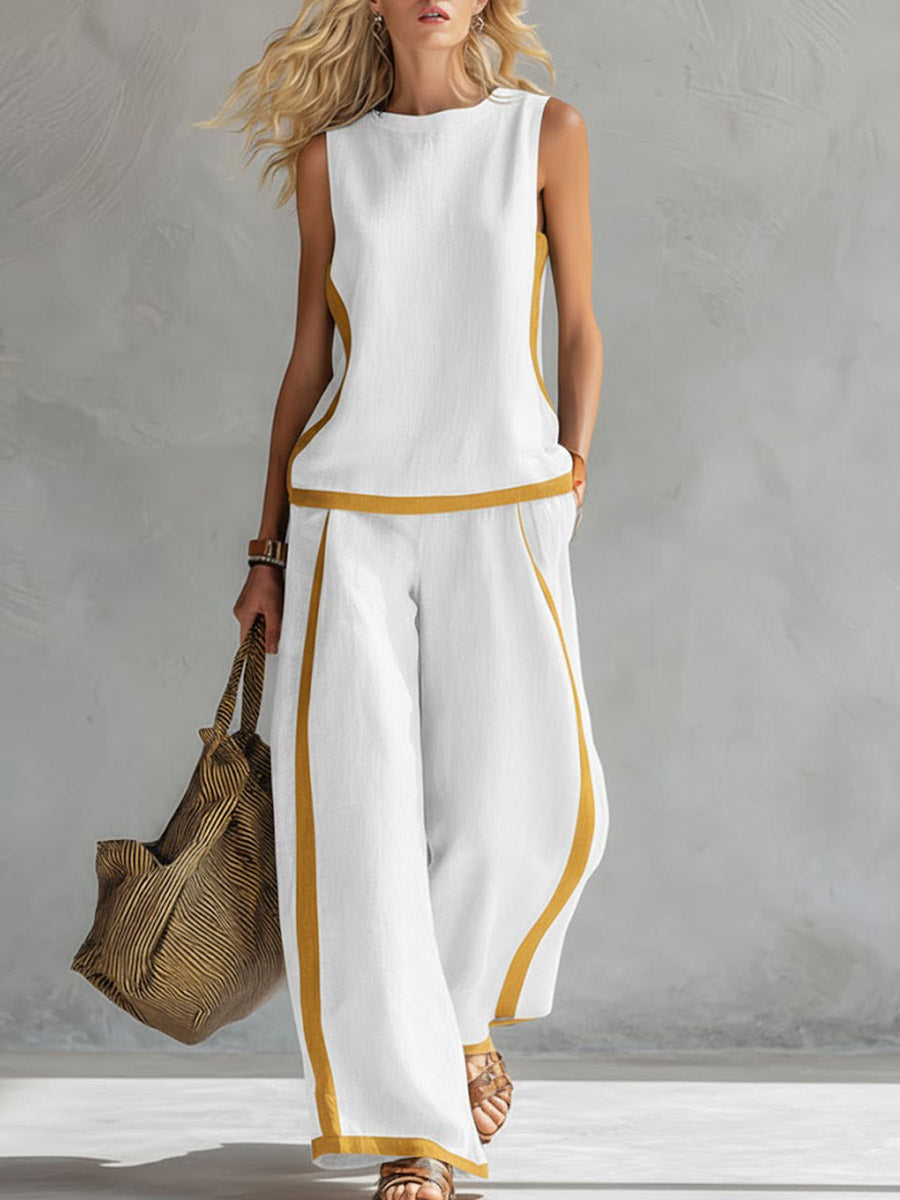 New Arrivals🔥Women's Casual Cotton Linen Top & Wide-Leg Pants Set