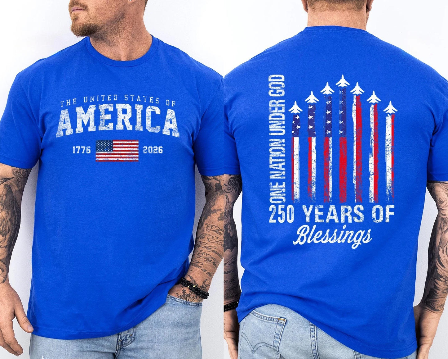 Men'S Casual American 1776-2026 Anniversary Printed Short Sleeved T-Shirt