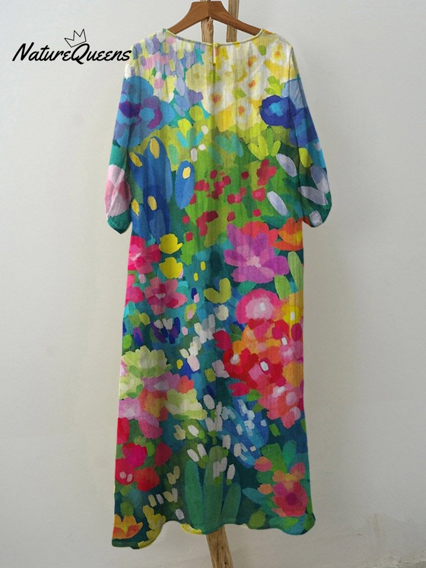 Women's Vintage Lovely Floral Art Print Pocket Cotton Dress