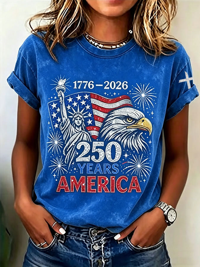 Women'S America Flag Printed Casual T-Shirt