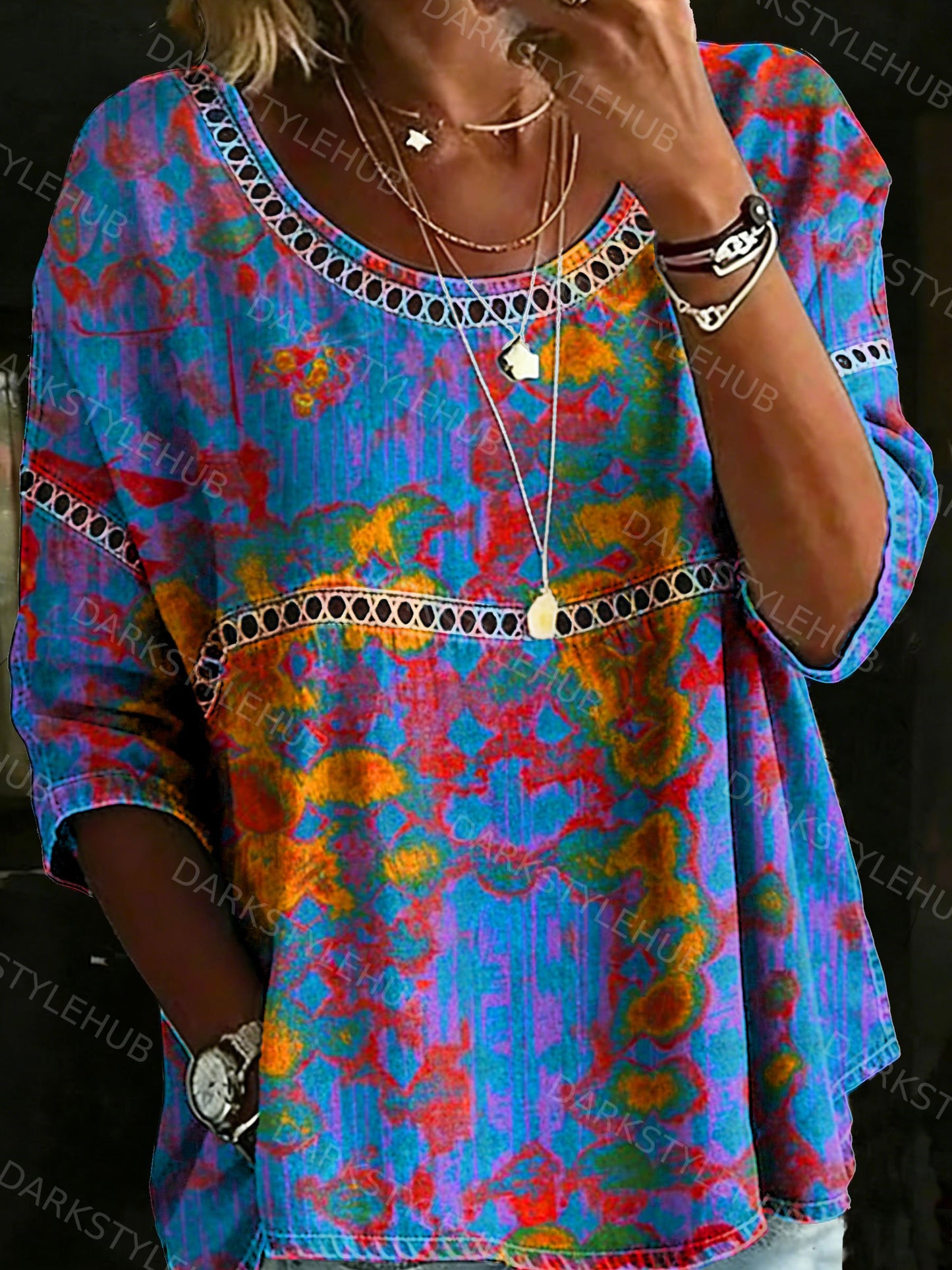 Women's Inexhaustible Energy Abstrct Casual Loose Denim Blouse Shirt