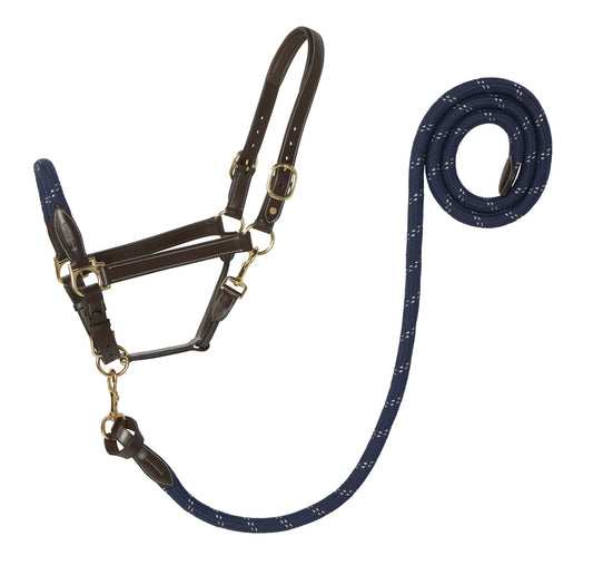 Suffolk Leather & Rope Halter with Lead