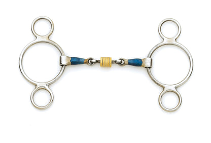 Centaur Blue Steel Double-Jointed Disc 2-Ring Gag Bit