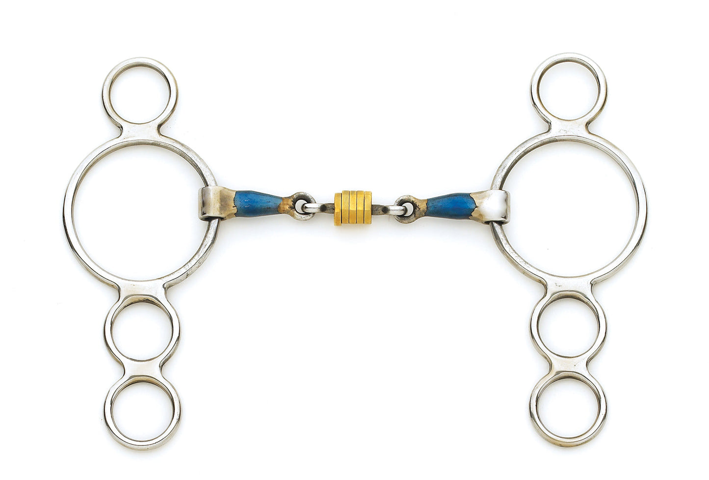 Centaur Blue Steel Double-Jointed Disc 3-Ring Gag Bit