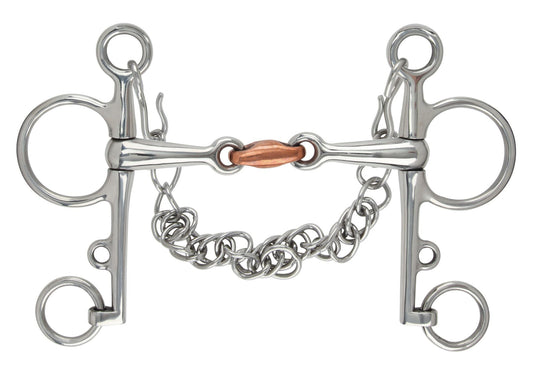 Shires Double-Jointed Pelham Bit with Copper Lozenge