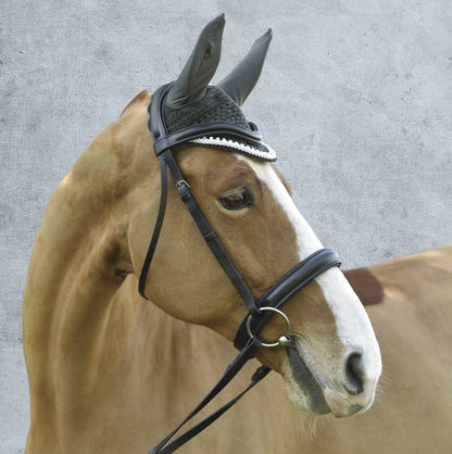 Equine Couture Fly Bonnet with Piping and Crystals