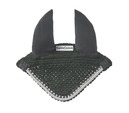 Equine Couture Fly Bonnet with Piping and Crystals
