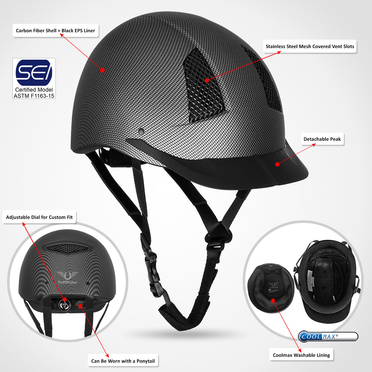 TuffRider Starter Carbon Fiber Print Helmet