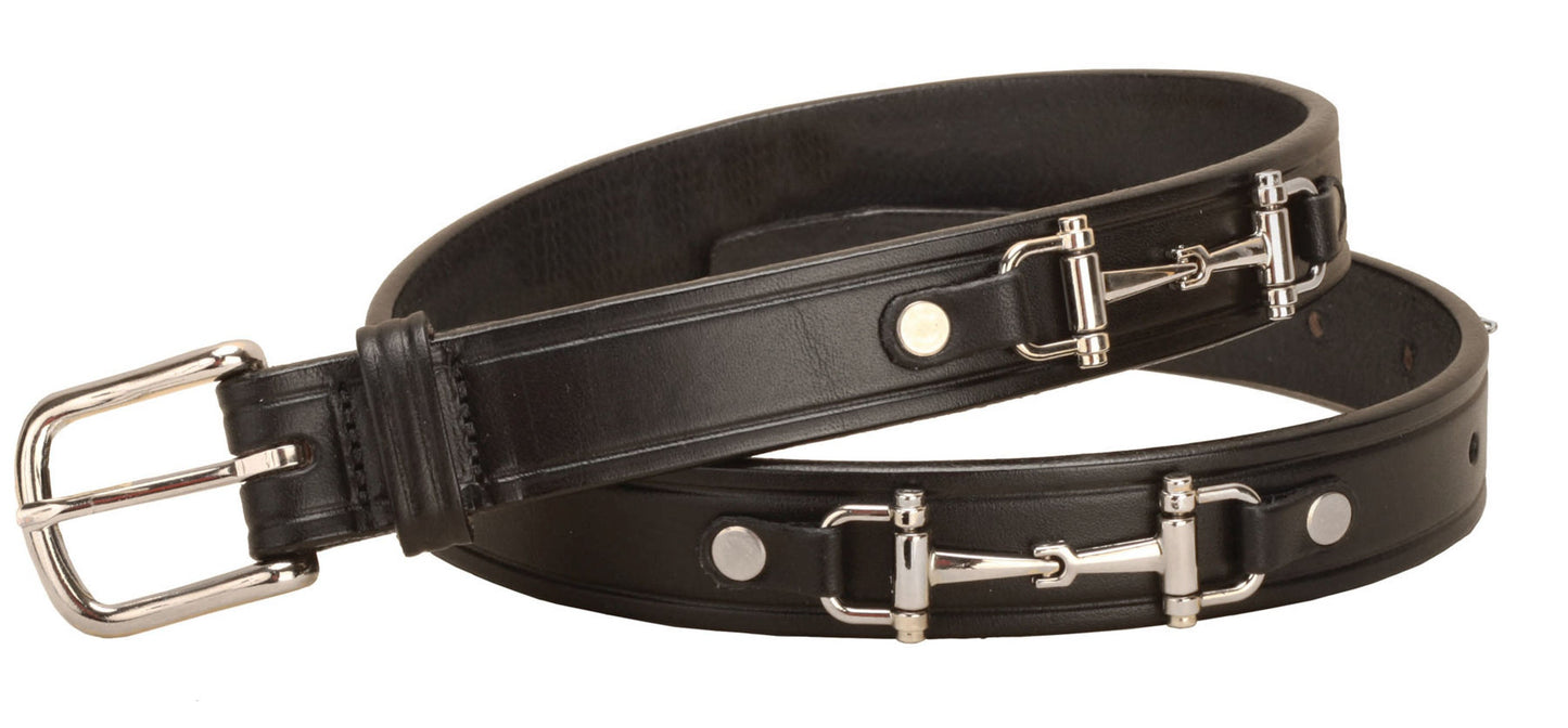 Tory Leather 1" Snaffle Bit Belt with Nickel Snaffle Bits & Buckle