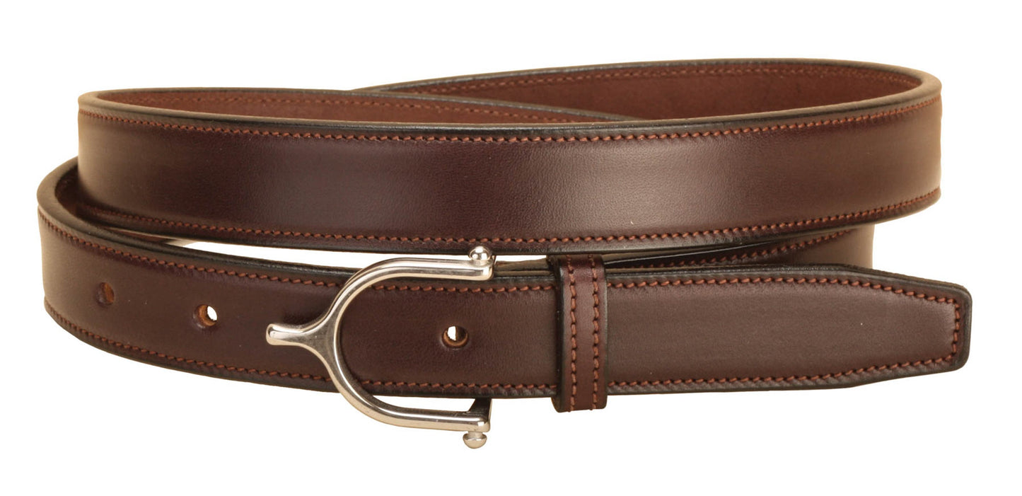 Tory Leather 1" Stitched Belt with Stainless Steel Spur Buckle