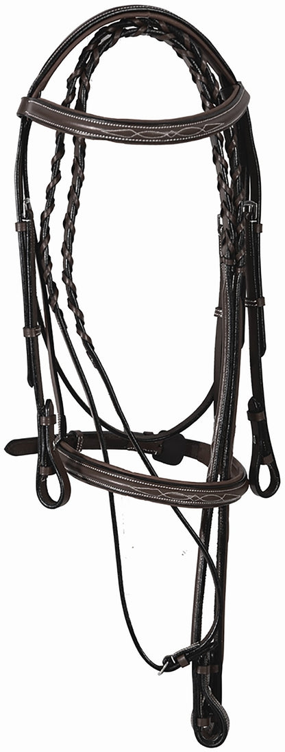 Henri de Rivel Pro Fancy Raised Comfort Crown Padded Bridle with Fancy Raised Reins