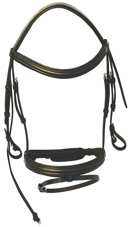 Henri De Rivel Padded Raised Dressage Bridle with Jawband Crank And Flash With Web Reins