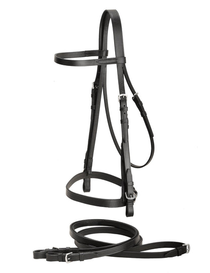 Tory Leather Company 1/2" Flat English Bridle with Flat Reins