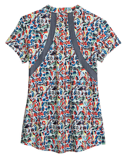 Ladies’ Erin Mandarin Short Sleeve Print Top