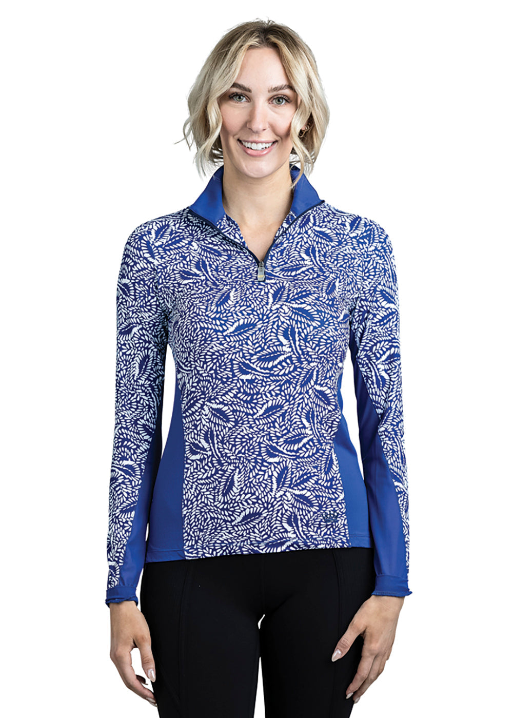 Kastel Denmark Ladies’ Jill Long Sleeve Blue Leaves Shirt