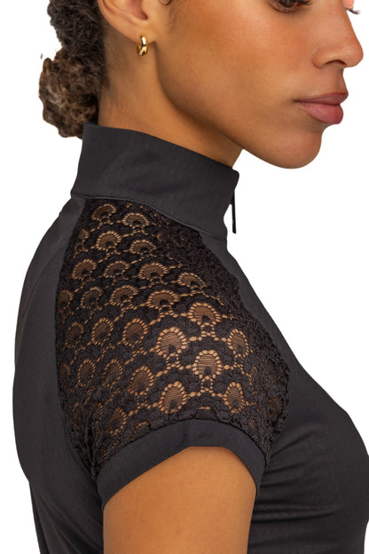 Kastel Denmark Ladies’ Lace Quarter-Zip Cap Sleeve Shirt "Corrine"