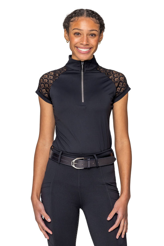 Kastel Denmark Ladies’ Lace Quarter-Zip Cap Sleeve Shirt "Corrine"