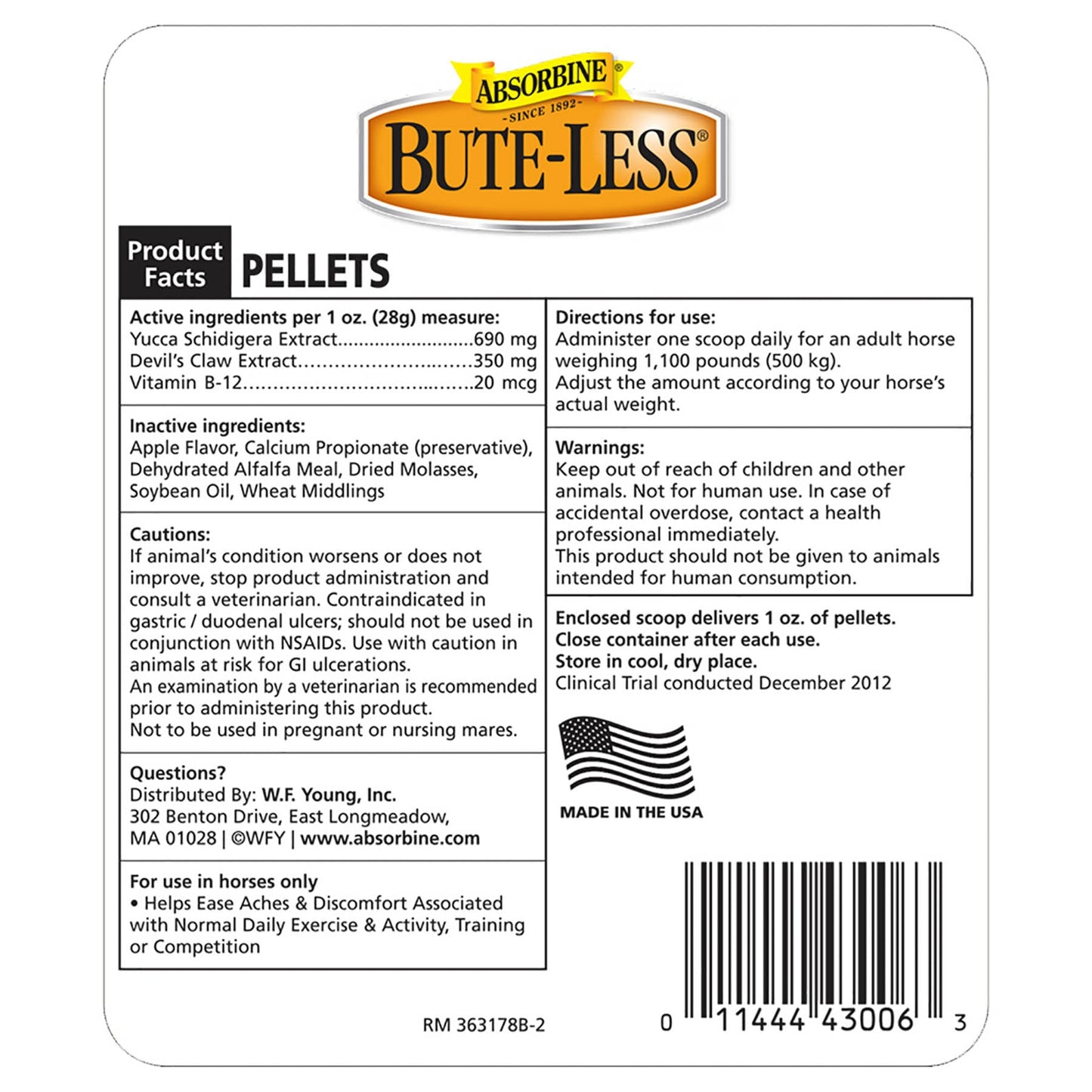 Absorbine Bute-Less Comfort & Recovery Supplement Pellets, 2 Pounds