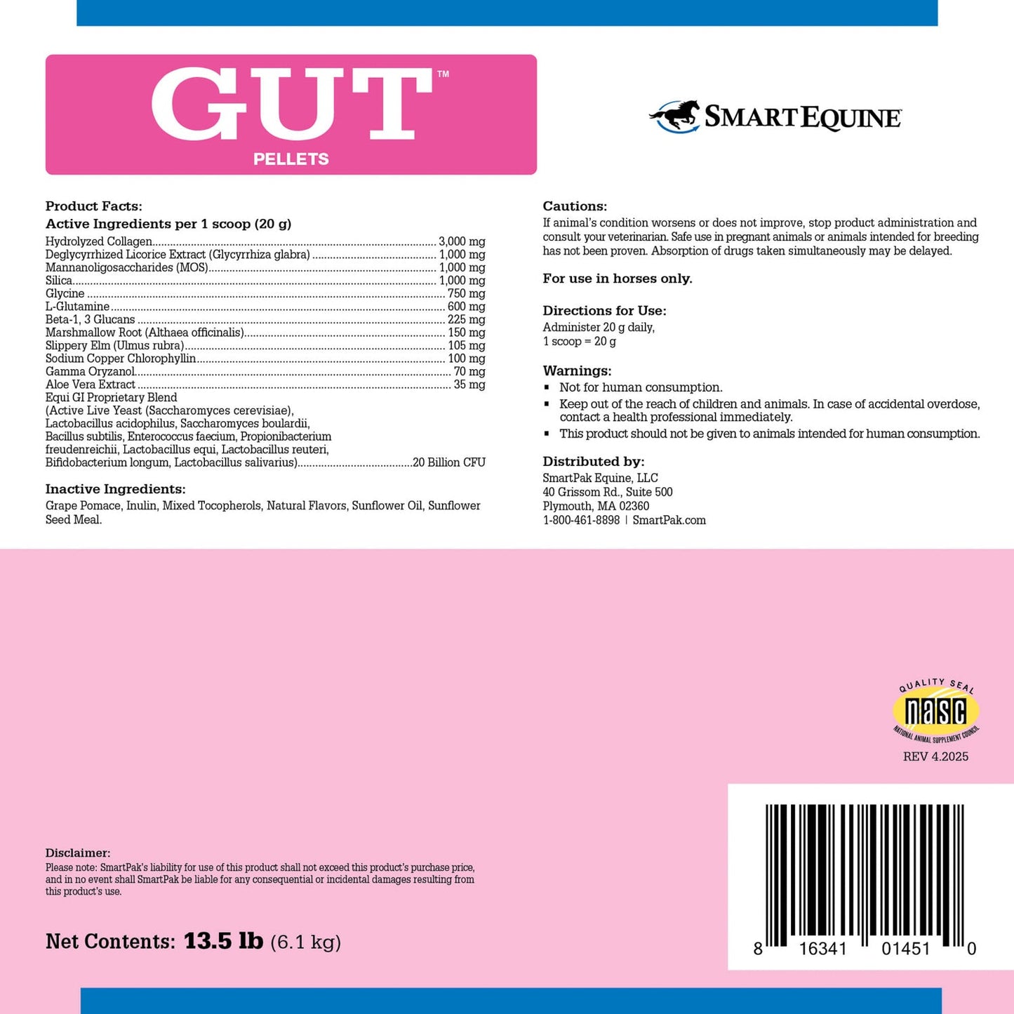 GUT Pellets by SmartEquine - 13.5 lbs