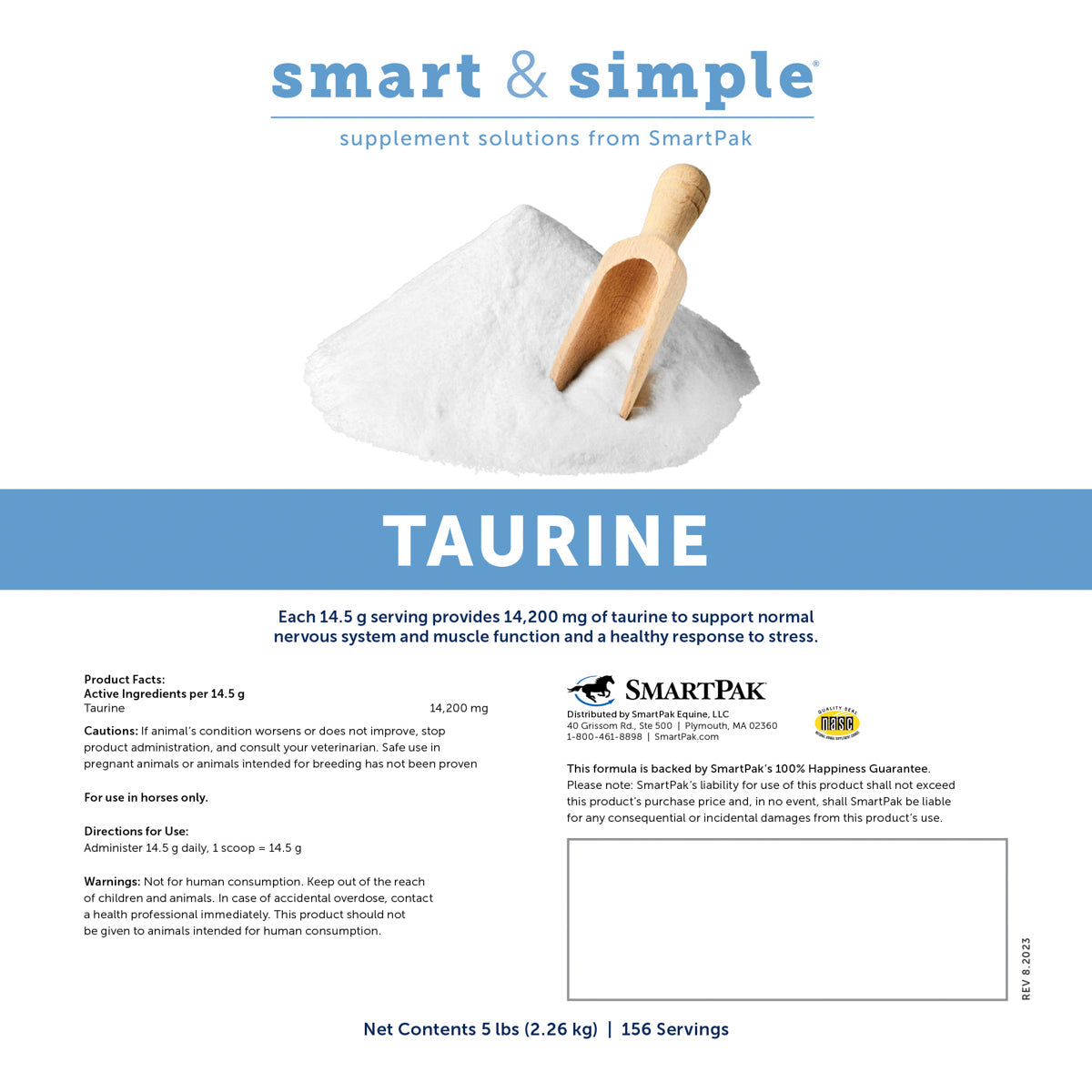 Smart & Simple Taurine Powder by SmartEquine - 5 lbs