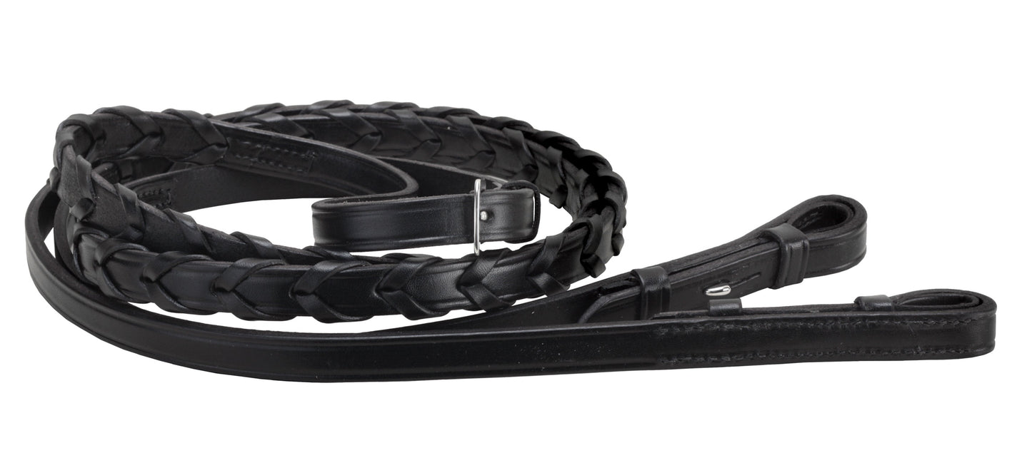 Tory Leather Company 5/8" x 48" Pony Laced Reins with Hook Stud Bit Ends