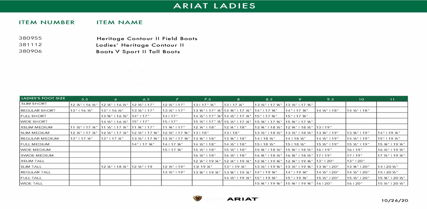 Ariat Ladies' Heritage Contour II Field Boots