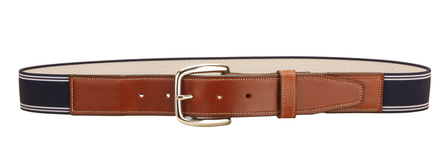 Tory Leather Striped Elastic and Leather Belt