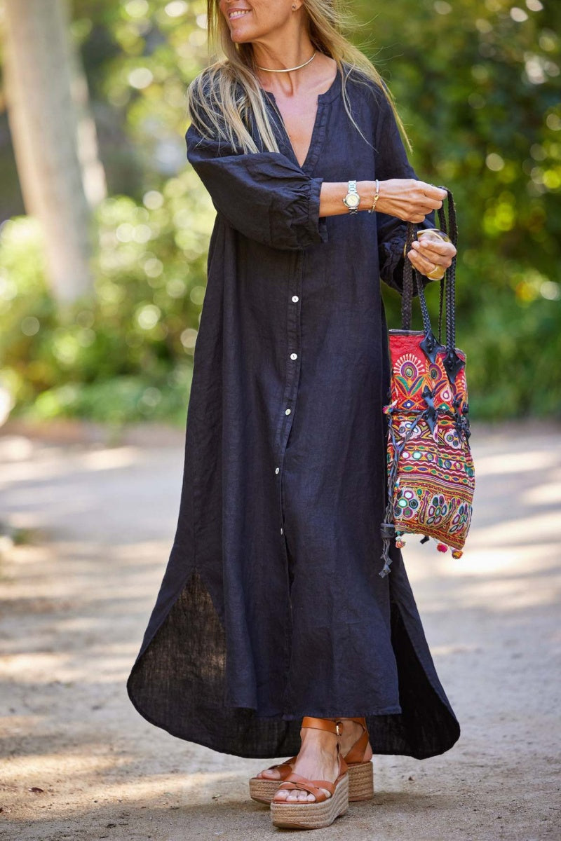 Luna's Serene Escape Buttoned Maxi Dress