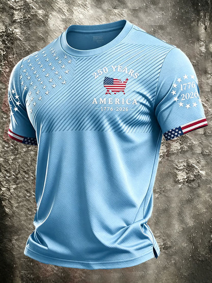 Men's Patriotic American Flag Print T-shirt