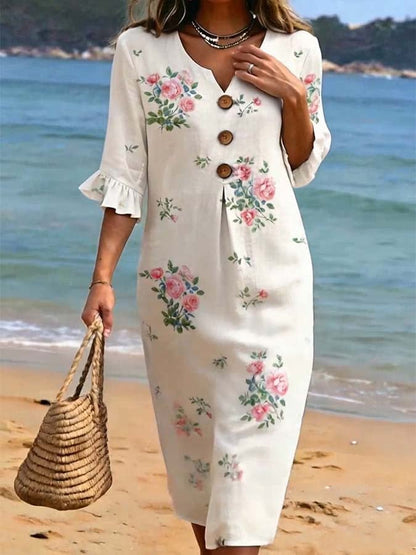 Women's Casual V-Neck Printed Dress