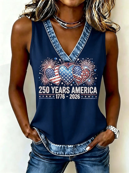 Women's Independence Day Casual Printed Tank Top