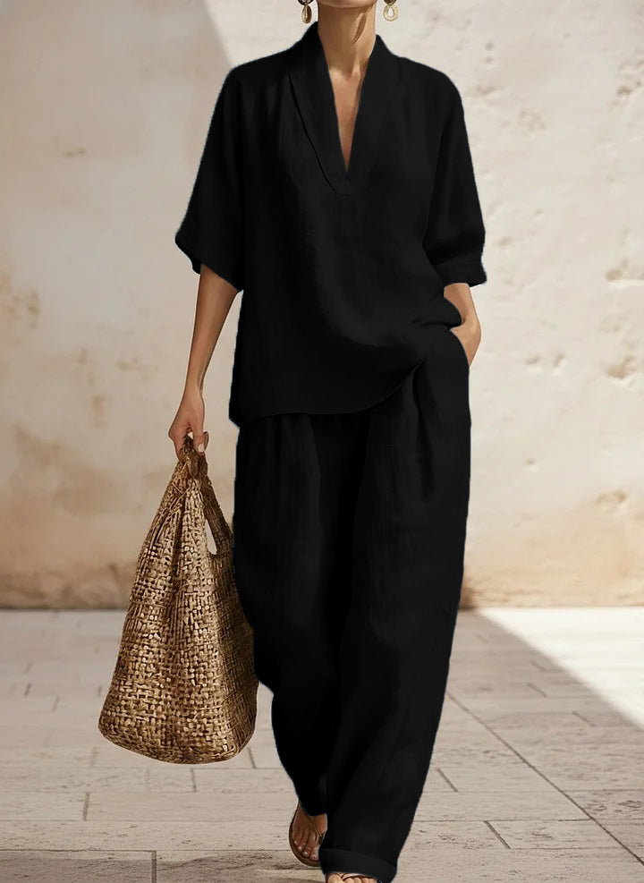 💥Women's Casual And Cozy Minimalist Linen Two-piece Set