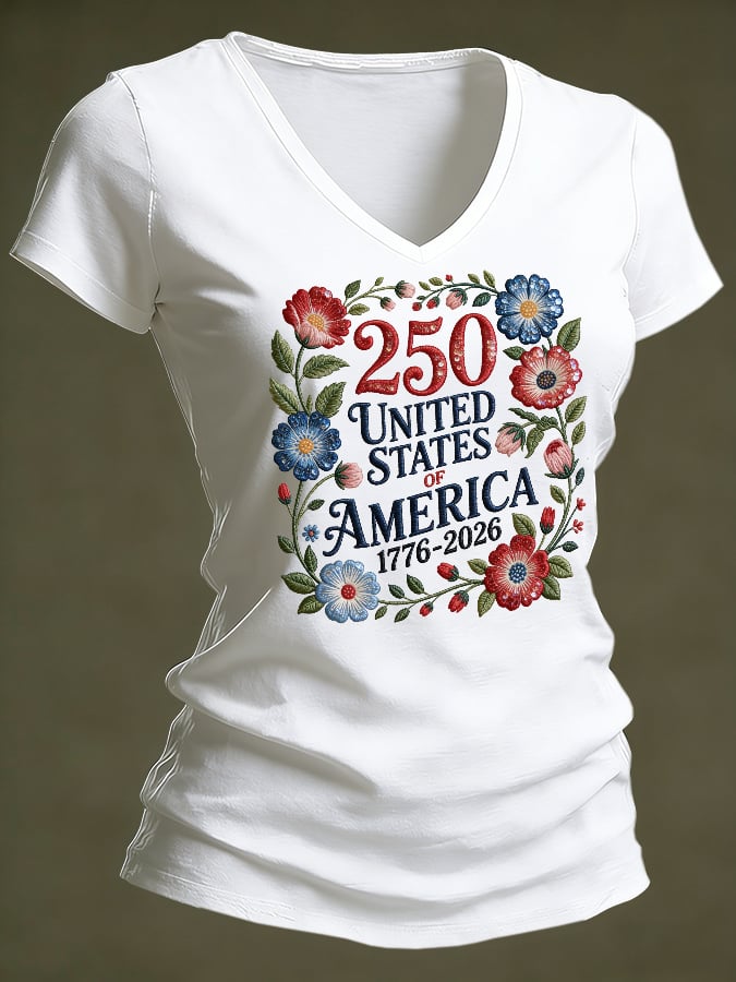 Women's casual retro American 250th  T-shirt