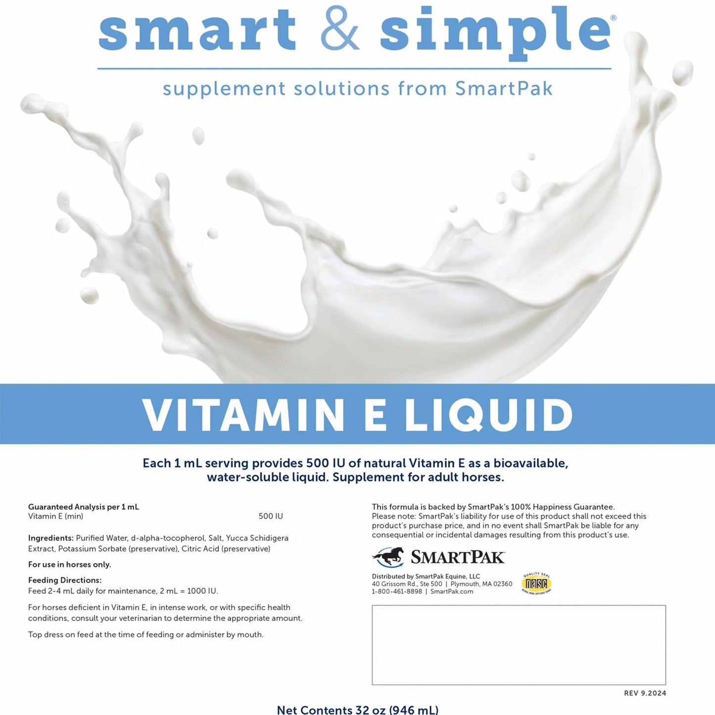 SmartEquine Smart & Simple Vitamin E Liquid–56 Liquid Packs