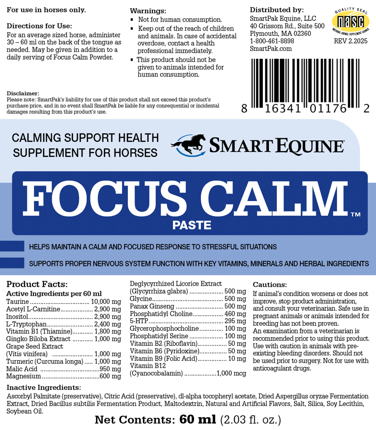 SmartEquine Focus Calm Paste