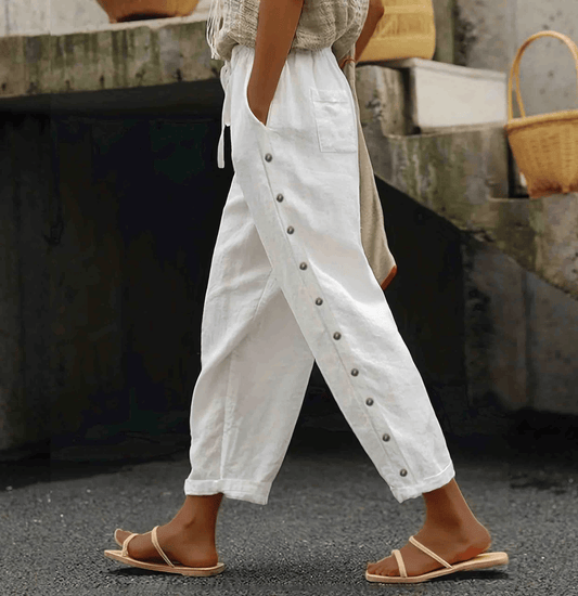 Women's Casual Solid Color Cotton Linen Pants