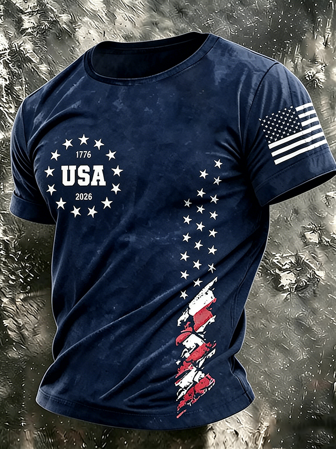 Men'S America Flag Printed Casual T-Shirt
