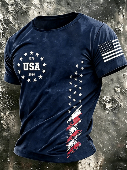 Men'S America Flag Printed Casual T-Shirt