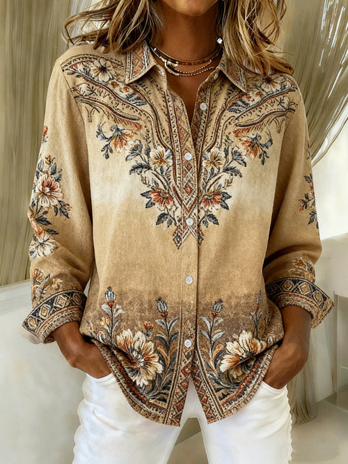 Women's Floral Gradient Print Shirt Top