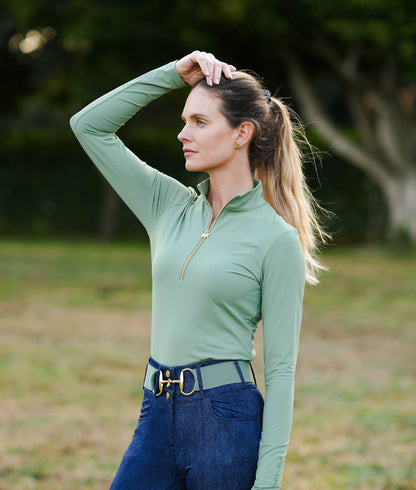 Novella Equestrian The Novella Perfect Perforated Zip Long-Sleeve Shirt