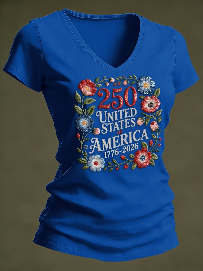 Women's casual retro American 250th  T-shirt