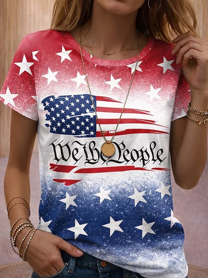 Women'S Casual American 250th Anniversary Print T-Shirt