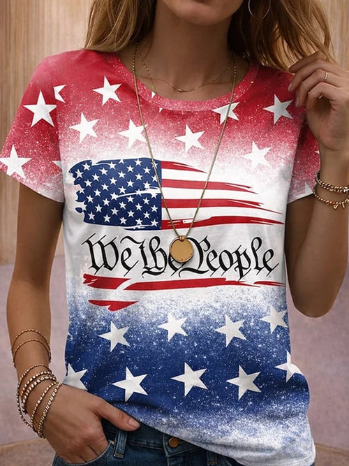 Women'S Casual American 250th Anniversary Print T-Shirt