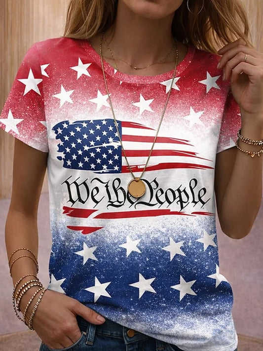 Women'S Casual American 250th Anniversary Print T-Shirt