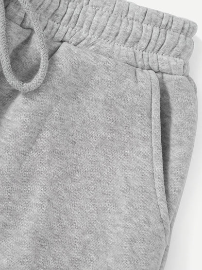 Two Pack Pants, Solid Drawstring High Waisted Sweatpants, Casual Every Day Pants, Women's Clothing
