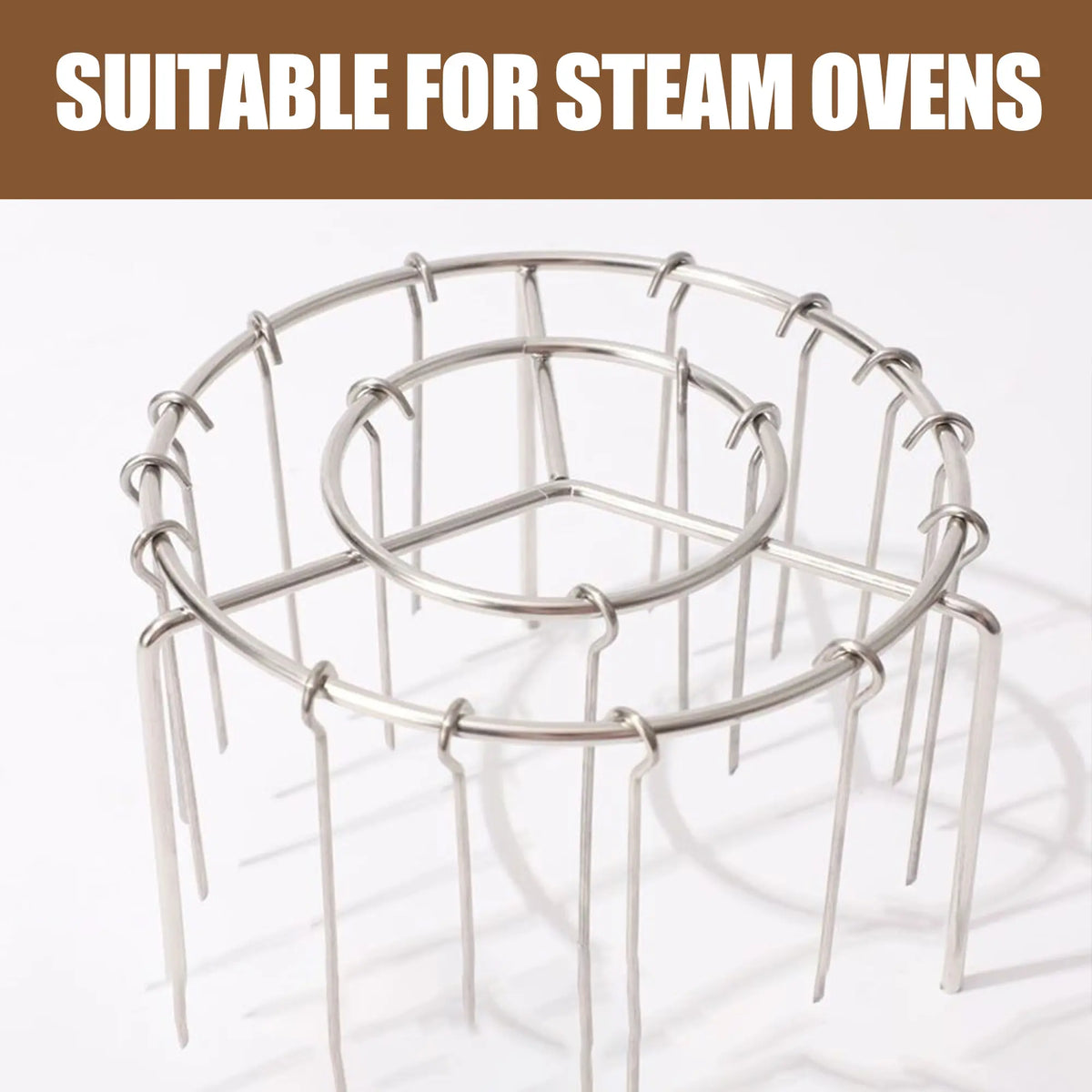 2 Counts Air Fryer Skewer Rack, Round Grill with Stainless Steel, Flat Edges
