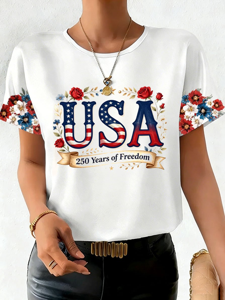 Women's Fashion American 250th Anniversary Short-Sleeved T-Shirt
