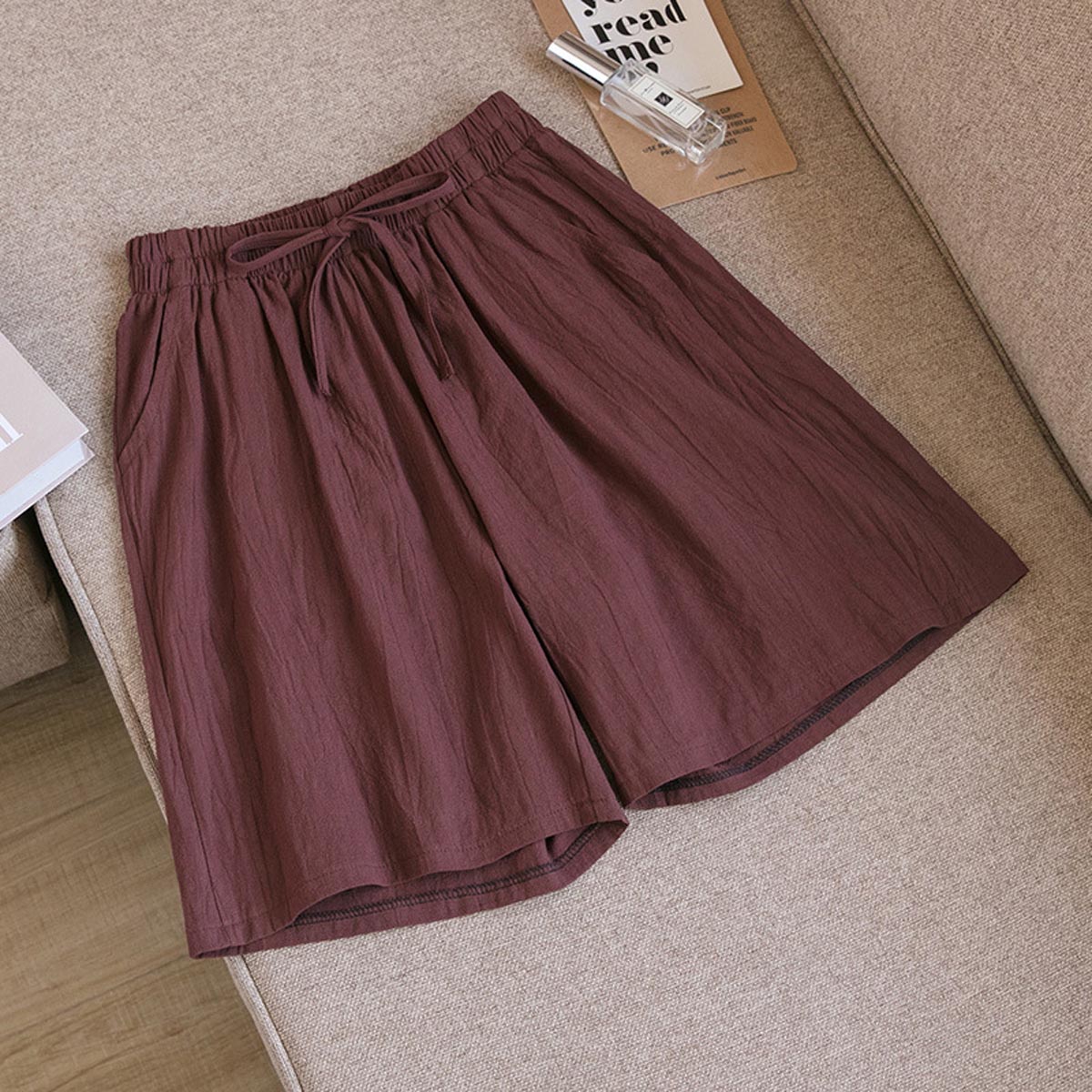 Women's Solid Color Casual Loose Cotton Shorts