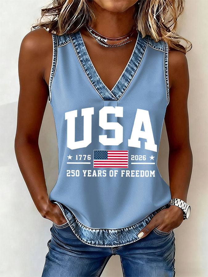 Women'S Flag Printed Casual Vest