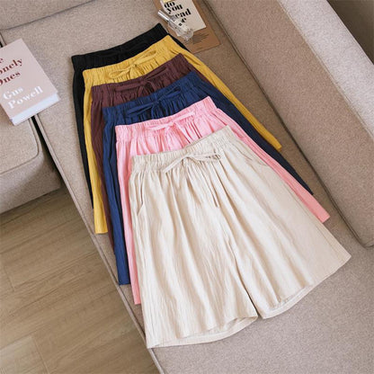 Women's Solid Color Casual Loose Cotton Shorts